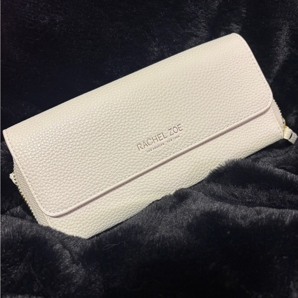 Rachel Zoe Pale Blush Pink Pebbled Leather Fold-Over Clutch NEW W/OUT TAGS